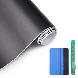 Lypumso Matte Black Car Vinyl Wrap with Tool Kits, Vehicle Vinyl Film with Bubble Free Air Release Technology, Self Adhesive Automotive Vinyl Wrap for Moto Car DIY Interior Exterior 10ft x 1ft