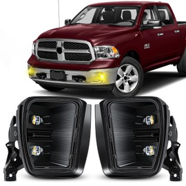 FICOLPO Led Fog Lights for 2013-2018 Ram 1500 & 2019-2021 RAM 1500 Classic Pickup (Not Fit for Rebel Models) - Bumper Driving Fog Lamps OEM Replacement (Amber Light)