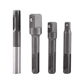 KSTE SDS Plus Set Drill Bit Extension Connection Shank 1/4 Inch Hex Socket 1/4 Inch 3/8 Inch 1/2 Inch Square Head Drill Bit Holder Adapter for Electric Drills Chuck Tool 4 Pieces