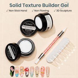 SUPWEE 2PCS White 3D Sculpting Hard Gel for Nails Art Non-Stick Hand Solid Builder Gel Molding Nails for Extension Carving Beauty Charms for Beignner and Salon DIY