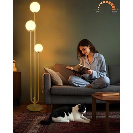 ACOHOOK 63IN 3-Light Dimmable Floor Lamp, Unique Candle Holder Style Gold Tall Standing Lamps with 3000K G9 Bulbs for Reading, Mid Century Modern Floor Lamp for Living Room Bedroom Home Office