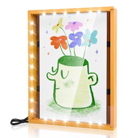 LuxRound Kids Art Frame with LED Light, Changeable Artwork Display & Storage Frame for Children, Kid's Pictures Frame, Wall-mounted & Tabletop Artwork Display Frame for Kids (Orange)