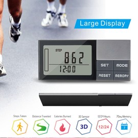 3D Pedometer for Walking, Simple Step Counter, Large Digital Display Step Tracker with Lanyard, Calorie Counter, 7 Days Memory, Accurately Track Steps for Men, Women, Kids, Seniors