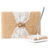 BETTERLINE Rustic Wedding Guest Book Made of Burlap and Lace
