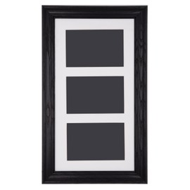 NorthernPromotionsLLC 8x15 Collage Picture Frame | Fits three 3.5 x 5.5 Photos | Black Oak Hardwood Frame | Single White Mat | 1.25 Classic Wood Molding - Ready To Hang | Made in USA