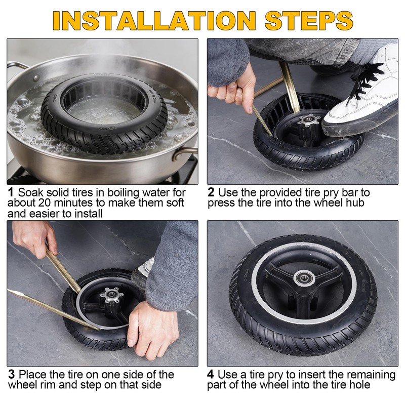 10x2.125 Rubber Solid Tire, 50/75-6.1 Tubeless Tyre Replacement