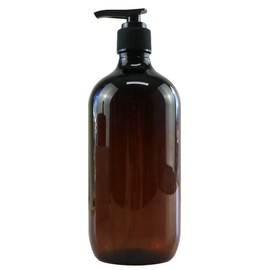 DIY Container Amber PET Plastic Bottle with Black Lotion Pump - 500ml