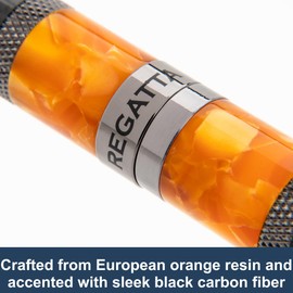 Monteverde USA Regatta Sport Fountain Pen in Orange and Carbon Fiber - Flex Nib, Luxury Refillable Pen with Gunmetal Accents, Premium Gift