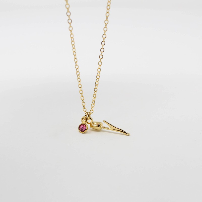Collar de Flor Tulipan en Chapa de Oro de 22K