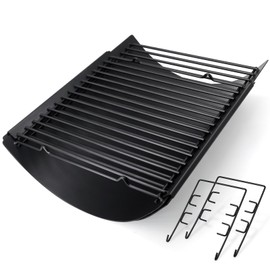 Hiorucet 15.5" - 26" Adjustable Ash Pan Drip Pan for Chargriller 5050 5650 2121 5072 3001 2828 2823 2123 1224 2929 2727 E1224 1224 5252 1324 Charcoal Grills, with 2pcs Grate Hangers Replacement Parts