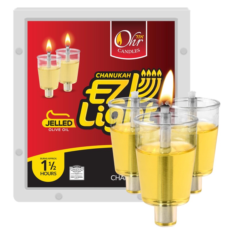 OHR CANDLES E-Z Light 44 Jelled Olive Oil Chanukah Candles