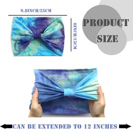 FULZTEY Boho Headbands for Women Girls Colorful Twist Non Slip Hairbands Wide Knot Fresh Pattern Wraps Head Sport Athletic Beach Hair Accessories for Women Hair 4 Pieces