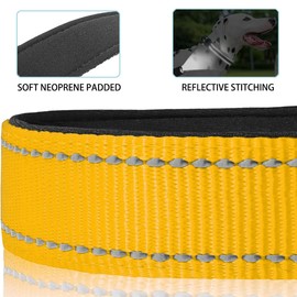 JSXD AirTag Dog Collar, Night Reflective Nylon Dog Collar for Small Medium Large Dogs,Lockable Quick Release Buckle,Padded Breathable Pet Collar with AirTag Holder (Yellow, Small)