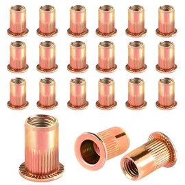 Pack of 120 Rivet Nuts M6 Insertion Nuts Carbon Steel Sleeve Nut M6 Galvanised Thread Rivets M6 Round Flat Head Retractable Nuts Blind Rivet Nut Used for Metal Plate Electrical Industrial