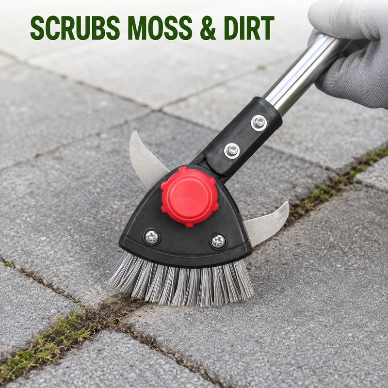 3-in-1 Adjustable Crack Weeder with Stainless Steel Scrapers and Wire