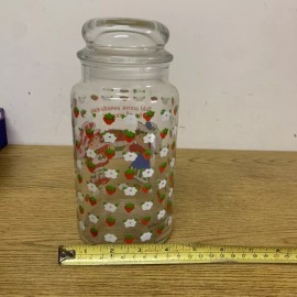 Strawberry Shortcake Vintage Strawberry Shortcake Glass Canister Jar & Lid 1981.  8.5” 36oz. Rare!!