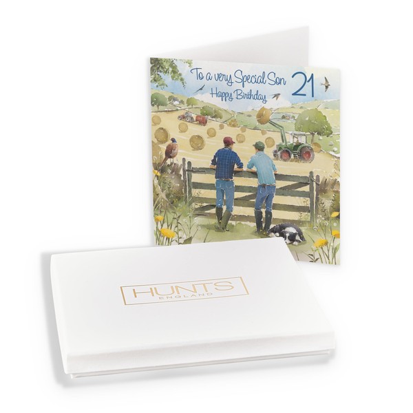 Hunts England - Boxed 21st Son Farmers Birthday Card -