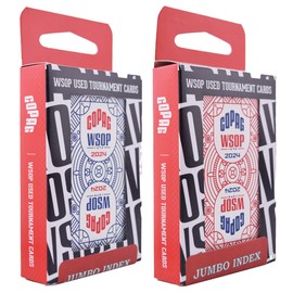 Copag *Used* WSOP 2024 Tournament Played 100% Plastic Playing Cards - Narrow Size (Bridge) Blue/Red Double Deck Set (Jumbo Index)