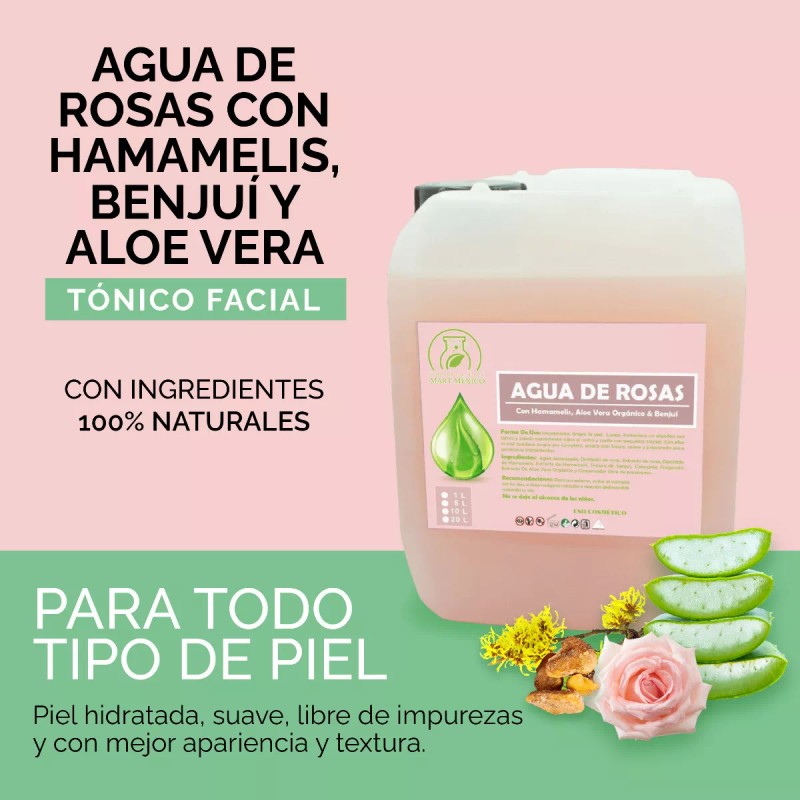 Productos Mart Mexico Agua De Rosas Con Hamamelis, Benjuí Y