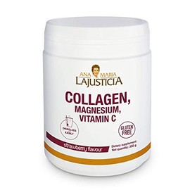 Ana Maria Lajusticia | Hydrolisate Collagen Powder with Magnesium and Vitamin C |for Healthy Skin, Nails, Hair and Ligaments | Natural Energy, Strawberry Flavour 350g