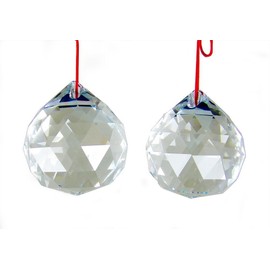 Amlong Crystal 50mm Clear Suncatcher Crystal Ball Prisms Feng Shui X 2Pcs with Gift Box