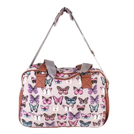 Butterfly Patterned Ladies Women Colourful Canvas Holdall Bag Luggage Shoulder Bag Travel Bag (Grey)