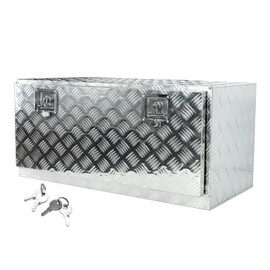 BLACKHORSE-RACING 36 x 17 x 18 Inch Aluminum Truck Trailer Tool Box Pickup Underbody Truck Bed Storage Toolbox RV Trailer Organizer with T-Handle Latch Dual Lock Keys - Silver