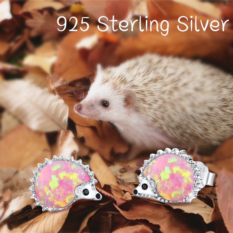 CUOKA MIRACLE Hedgehog Earrings Sterling Sliver Opal Hedgehog Earrings Stud