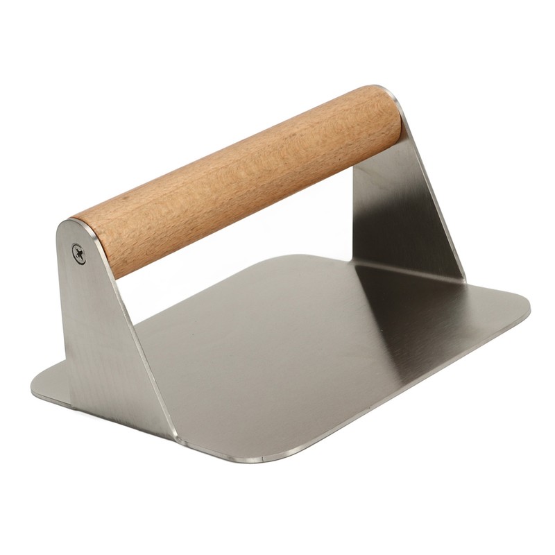 Burger Smasher 304 Stainless Steel Square Handheld Burger Press Wooden