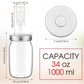 Honeydak 6 Pack Fermentation Kit, 34 oz Fermentation Jars with Fermenting Weights and Airlocks, Stainless Steel Lids, Pickle Jar for Sauerkraut, Vegetables and Other Fermented Foods