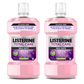 Listerine Listerine Total Care Alcohol Free Anticavity Mouthwash, Bad Breath Treatment, Oral Rinse Prevents Cavities; Fresh Mint Flavor, 1 L, 2 Pack