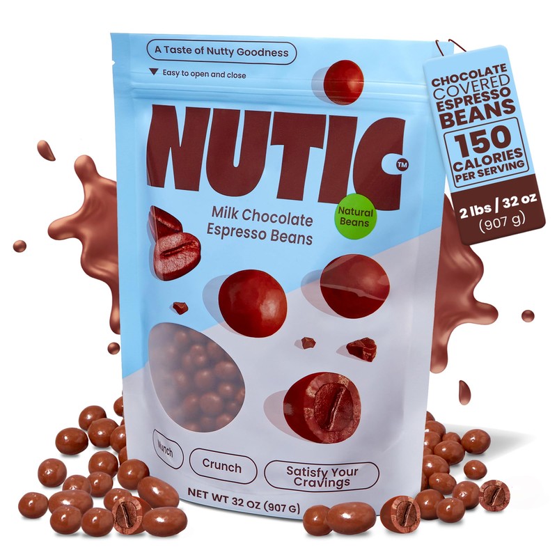 Nutic Gourmet Milk Chocolate Covered Espresso Beans - 2LB, Roasted
