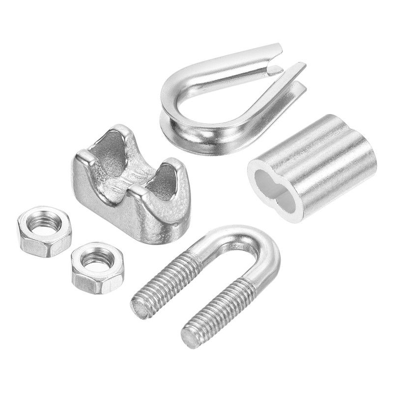 PATIKIL 24pcs Wire Rope Kit M3 Stainless Steel Thimble Wire