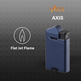 Visol Axis Torch Flat Flame Refillable Gas Butane Lighter, Fuel Window and Windproof Adjustable Flame (Shipped Without Butane)