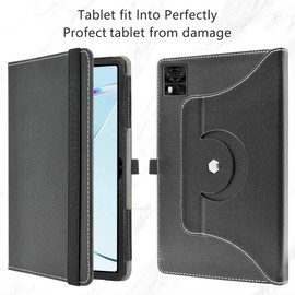 MAMA MOUTH Rotation Case for DOOGEE T10E,360 Degree Rotating With Cute Pattern Sleeve Cover for DOOGEE T10E / Blackview Tab 80 / Blackview Tab 10 Wifi/OSCAL Pad 7 10.1 Inch Tablet,Black