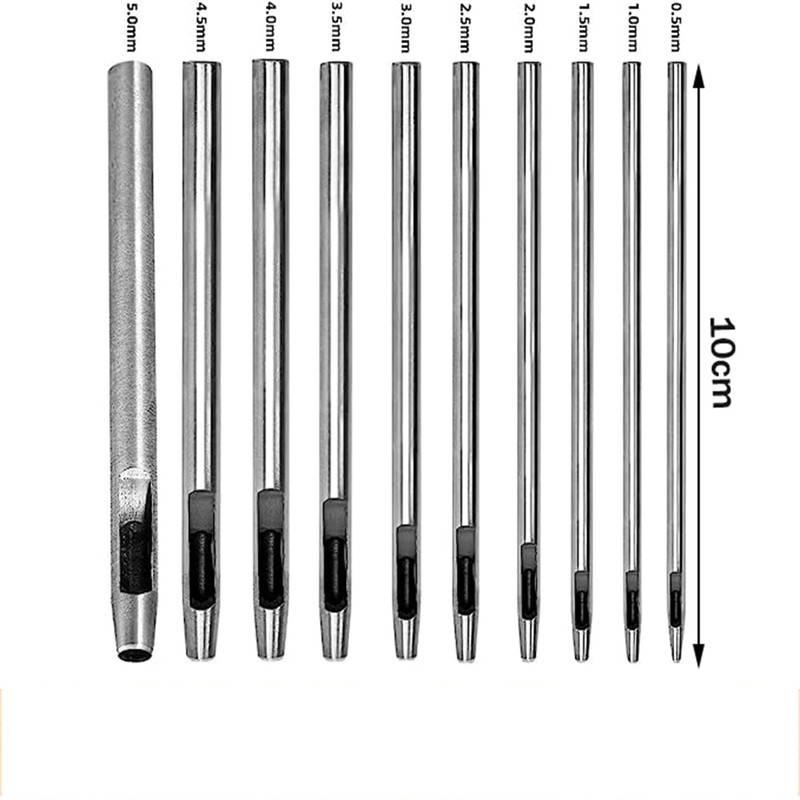 Hysgscwd 10 PCS 0.5mm-5mm Leather Hole Punch Set, Belt Hole