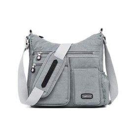 NOTAG Women's Shoulder Bag, Lightweight Multiple Pockets, Shoulder Bag, Women's Waterproof Nylon Handbag, Shoulder Bag, lightgrey, Utility