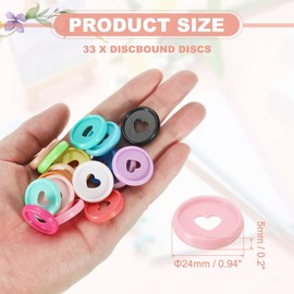 uxcell 33Pcs Plastic Book Binding Discs, 24mm Heart Discbound Expansion Discs Binder Ring for DIY Notebooks Planner Accessories, Light Pink