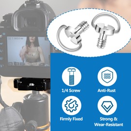 cobee 1/4 Inch Screw, 5 Pieces Stainless Steel Tripod Screws Camera Mounting Screw Tripod Screw Adapter Silver for Camera Screw Tripod Heads Quick Release Plate