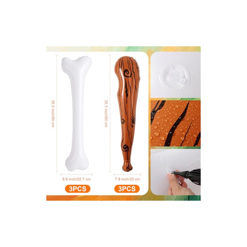 Soulchen Set of 3 Inflatable Caveman Bone Bat Props for