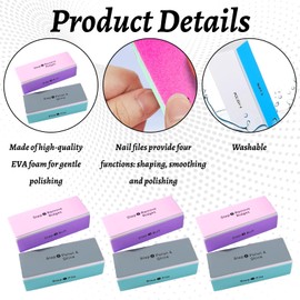 Nail Polishing Block, Pack of 8 Nail Files Block, Nail Polisher for Natural Nails, Nail Buffers, Nail Care File, 4-Way Nail Polisher for Nails, Buffer for Nails, Nail Buffer for Gel Nails, Washable