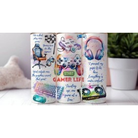 Handmade Gamer Life Gaming 20 oz Skinny Tumbler Perfect for both hot and cold beverages