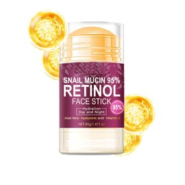 Retinol Face Stick, Hyaluronic Acid Face Moisturizer with 95% Snail Mucin Lifting & Firming Anti Wrinkle Facial Moisturizer Balm Stick Deep Hydration Anti Aging Repair Cream for All Skin Types 1.41oz