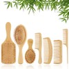 7 PCS Peine de Madera Bambu,Cepillo Bambu Cabello,Peine para Masaje