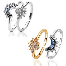 KOQAIIZ Rings for Women, Sun Moon Ring, Adjustable, Sun And Moon Ring, Jewellery, Dupes Rings for Couples, Gift for Women