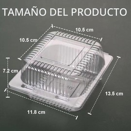 Contenedores de Plástico Desechables con Tapa, 13 x 12 x 7,1 cm, Paquete de 100, Transparente (transparente, 13 x 12 x 7 cm)                          