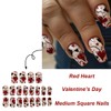 24Pcs Valentines Press on Nails Medium Square Fake Nails Red