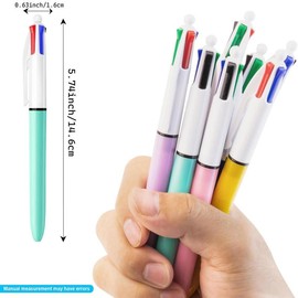 4 Color Ballpoint Pen, 5 Counts 4 in 1 Multicolored Pen, Writing Pen for School Students, Office Stationery & Supplies:_5 Counts_Neon Color