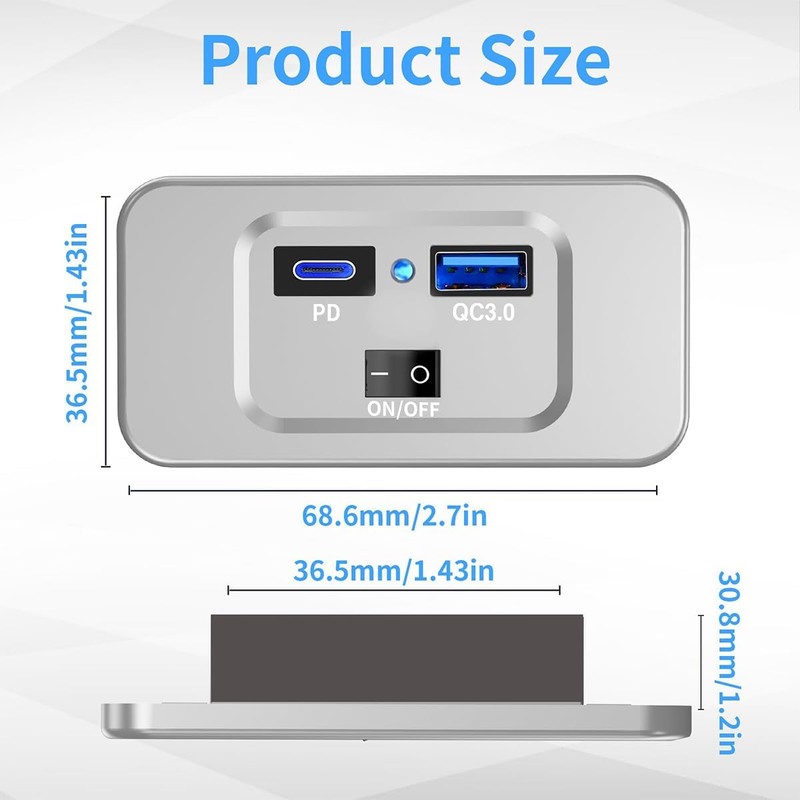 Namvo 2 Pcs Dual USB Car Charger Socket, 12V USB