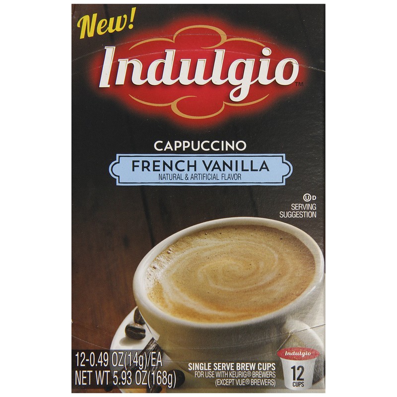 Indulgio Cappuccino, French Vanilla, 12-Count Single Serve Cup for Keurig